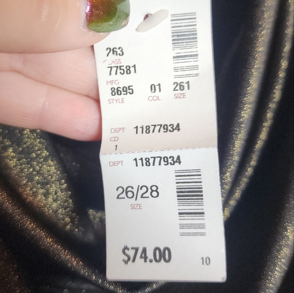 NWT Avenue Gold Metallic Black Stretchy Sleeveless Drape Neck Dress Sz 26/28 4X - Picture 13 of 14